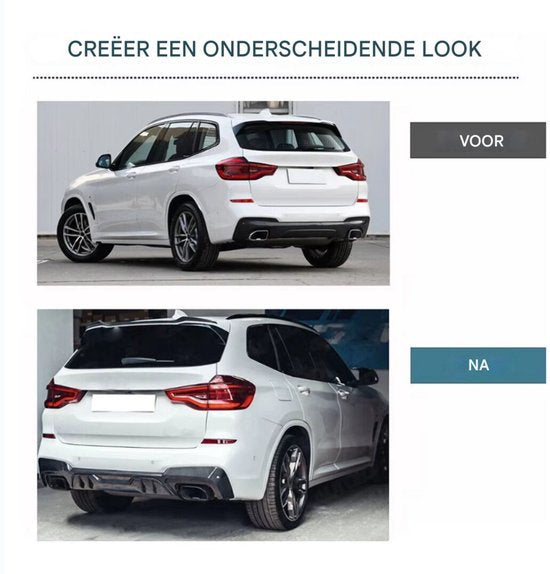 Diffuser Ravon - Achterbumper - Voor BMW X3 G01 M40i (2018-2021) - Prestaties ABS - Carbon Look - Achterlip - Auto accessoires