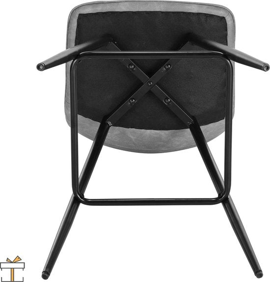Leren Barkrukken - Grijs - Rugleuning - Industrieel - 43x35x88cm - Set van 2