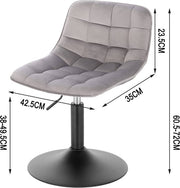 Barkruk Dio Industrial Lichtgrijs - Barkrukken set van 1 - Barstoel Kruk - Barstoelen met rugleuning - Keukenstoel - In hoogte verstelbaar - Velvet