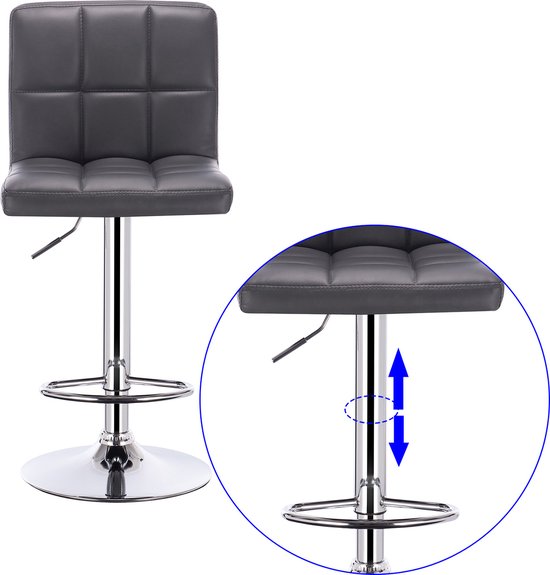 Barkruk Olaf - Met hoge rugleuning - Barstoelen ergonomisch - Zithoogte 60 - 82cm - Wit - Set van 1 - Keuken en bar