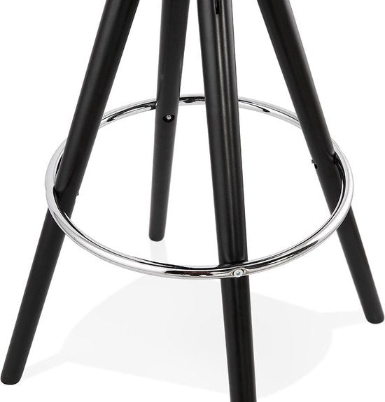 Hoge Barkruk - Zithoogte 75 cm - Wit Kunstleer - Met Rugleuning - Zwart Frame - Set van 1