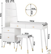 Happyment Kaptafel Diva - Inclusief spiegel en krukje - Wit - Kinderen & volwassenen - Make up tafel voor meisjes