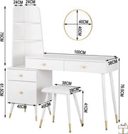 Bolt Edge Kaptafel - Wit - Inclusief Spiegel en Krukje - Make-up Tafel voor Meisjes - Voor Kinderen en Volwassenen