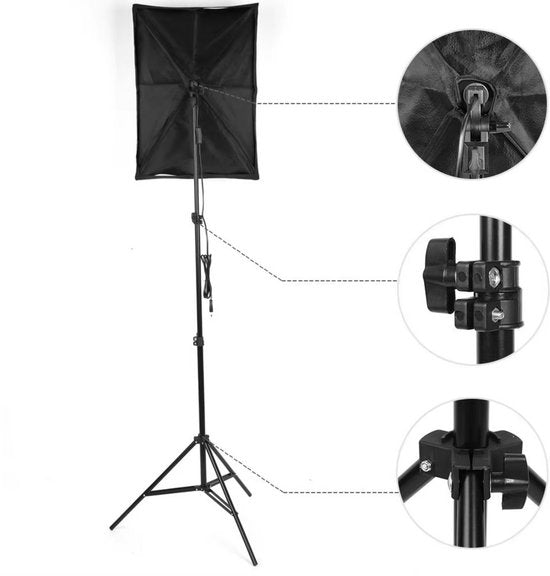Fotostudio set Fioren - Softbox - Studiolamp - Fotobox - Studiolamp - Greenscreen met achtergrond systeem - Statief - 300x200cm