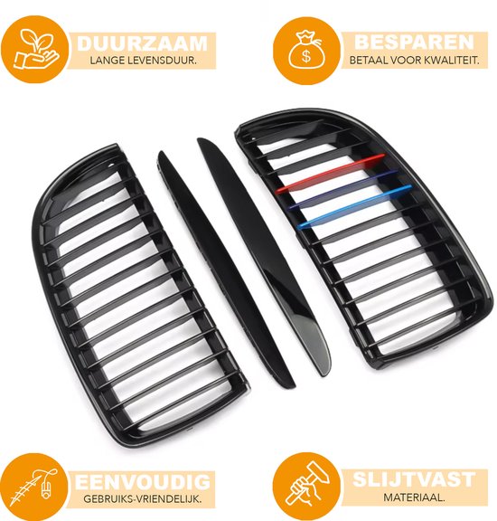 Voorbumper - Voor BMW E90 3-Serie Sedan 2005-2008 - Auto accessoires - Niergrille - Gloss Zwart - M-kleur vinnen