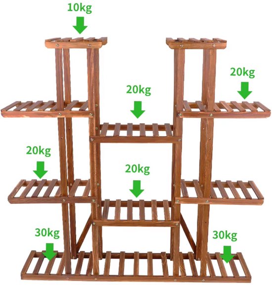 Houten plantenstandaard Milano XL - 11 lagen - Plantenrek - Voor binnen & buitengebruik