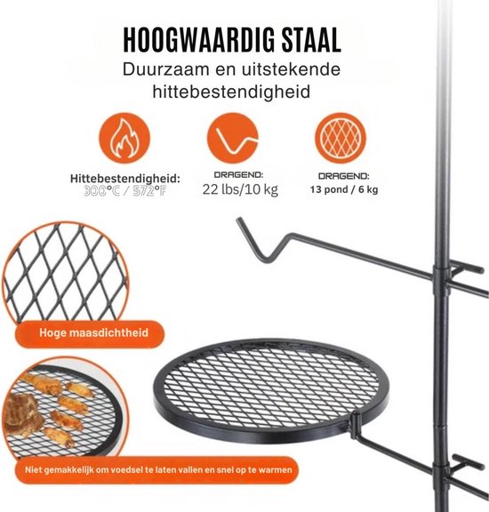 Roterende Grill - BBQ Grillwagen accesoires - Dubbellaags Kookrooster Grillrek 6 kg - Grill rooster