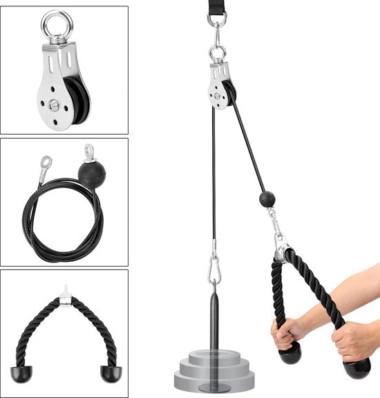 Happyment Home Fitness Kabelsysteem ‚Pull Fitness ‚Biceps, Triceps, Borst & Rug Training ‚Krachttraining ‚6-Delig