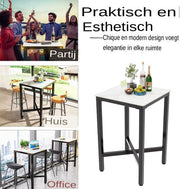 Nervio Bartafel - 70cm - Voor binnen - Keuken, woonkamer, restaurant - Marmer look - 4 personen - Glossy wit