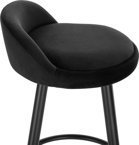 Velvet Barkrukken - Zwart - Met rugleuning - Ergonomisch - Zithoogte 69cm - Set van 2