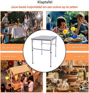 Opvouwbare Campingtafel 2,5ft - Klaptafel voor Picknick, Tuin & Eettafel - Verstelbare Hoogte - Draagbaar & Waterbestendig