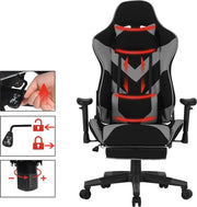 Luxe Gaming stoel - Met voetsteun - Grijs - Gamestoel - Chair - Ergonomische bureaustoel - Verstelbaar - Chair - Stof