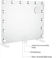 Make-upspiegel met Verlichting - Verlichte spiegel - Mirror - 14 Dimbare LED-lampen - voor Kleedkamer & Slaapkamer