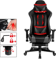 Luxe Gaming stoel - Grijs - Met voetsteun - Gamestoel - Verstelbaar in hoogte - Chair - Ergonomische bureaustoel - Chair - Kunstleer