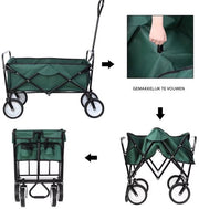Bolderkar - Groen - Strandwagen - Opvouwbaar tuinwagen - Met duwstang - Voor buitengebruik - 115 kg capaciteit - All terrain
