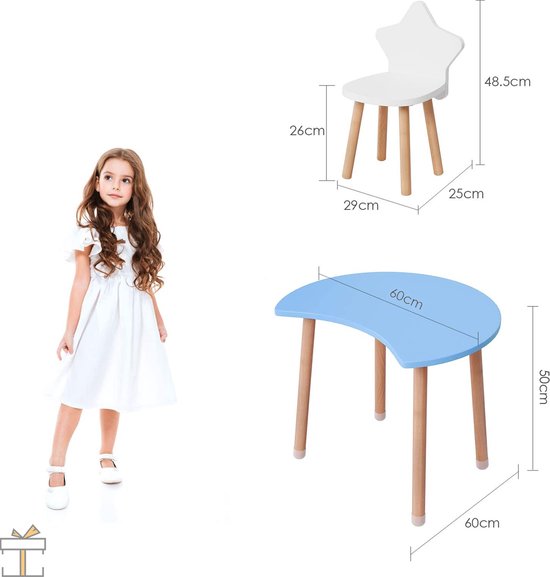 Kinderbureau met stoel - Kindermeubel - Kindertafel - Speeltafel - Tekentafel - Blauw