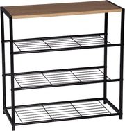 Happyment Schoenenrek Foda - 6 tot 9 paar - Schoenenbank vintage - Zwart - Voor slaapkamer of hal