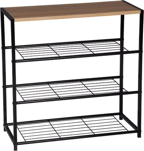 Bolt Edge Schoenenrek - Zwart - Vintage Design - 6-9 Paar - Voor Hal of Slaapkamer