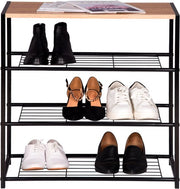 Happyment Schoenenrek Foda - 6 tot 9 paar - Schoenenbank vintage - Zwart - Voor slaapkamer of hal