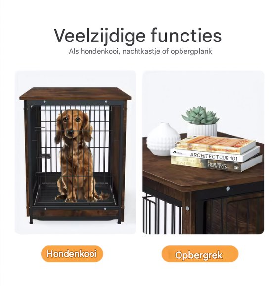 Vintage Hondenbench - 63cm - Hondenhok - Metaal - Kennel