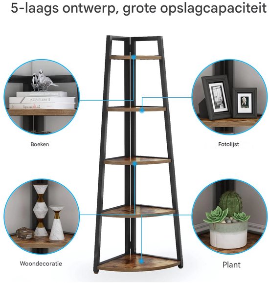 Hoek Boekenkast - Boekenplank - Wandplank - Boekenrek - Bruin