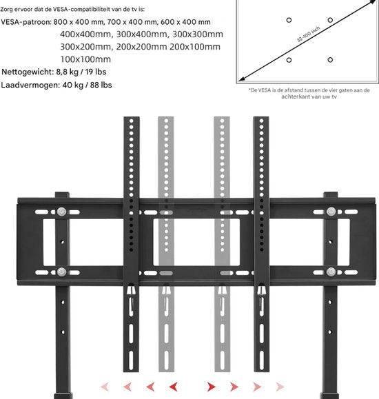 TV muurbeugel - Voor 26"-75" - Kantelbaar - Ultra Slim & ruimtebesparend - Statief - Wit