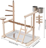 Papegaaienstandaard - Speelstandaard met Schommel - Vogelspeeltuin - Papegaaien - Voor Interactief Spel & Training - met Ladder, Plank & Staande Stok - Inclusief 2 Voedingsbekers