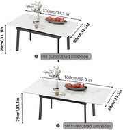 Eettafel Zenia - 4 tot 8 personen - Glossy white - Uitschuifbaar - 130-160cm - Rechthoekig