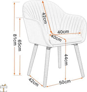 Happyment Eetkamerstoelen Grijs Deluxe - Set van 4 - Woonkamerstoelen met rugleuning - Keukenstoelen - Fauteuil - Kuipstoel - Fluweel