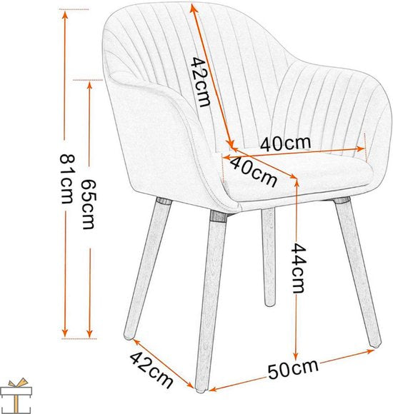 Happyment Eetkamerstoelen Grijs Deluxe - Set van 4 - Woonkamerstoelen met rugleuning - Keukenstoelen - Fauteuil - Kuipstoel - Fluweel