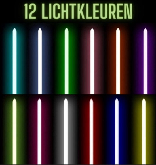 Happyment Lightsaber - 12 Kleuren Licht - Dueling Saber - Cosplay - Draadloos en Oplaadbaar - Metalen Handvat - Zilver