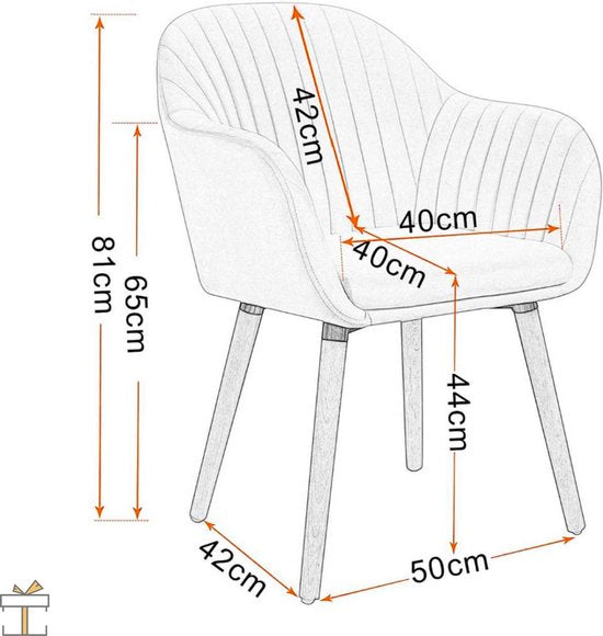 Eetkamerstoelen - Lichtgrijs - Deluxe - Set van 4 - Keukenstoelen - Fluweel