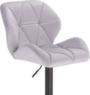 Barkruk Comfy Lichtgrijs - Met rugleuning - Stevig- Velvet - Set van 1 - Keuken - Barstoelen ergonomisch - Verstelbaar in hoogte - Zithoogte 60-82cm