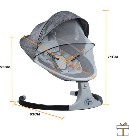Happyment® Elektrische babyschommel - Babyswing wipper - Wieg - Wipstoel - Wipstoeltjes voor baby - Black friday - Kerstcadeau