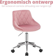 Bolt Edge Bureaustoel - Velvet - Roze - Ergonomisch - Op wielen - In hoogte verstelbaar