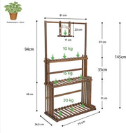 Houten plantenstandaard - 3 lagen - Bloemenrek - Bonsai plantenrek - Voor binnen & buitengebruik