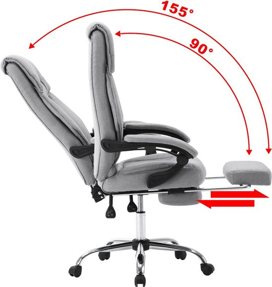 Bolt Edge Bureaustoel - Ergonomisch - Voor volwassenen - Lichtgrijs - Met voetsteun - Verstelbaar