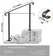 Trapleuning deluxe - Anti slip - Balustrade - Binnen en buiten - Houders - Leuningen voor Trappen - Staal - Met trapleuninghouders - 120cm