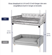 Hondenbank Princesso Fioren - 93cm - Hondenbed - Hondensofa op poten - Hondenzetel - Comfort en zacht - Afneembaar kussen - Zacht