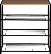 Happyment Schoenenrek Foda - 6 tot 9 paar - Schoenenbank vintage - Zwart - Voor slaapkamer of hal