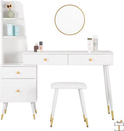 Bolt Edge Kaptafel - Wit - Inclusief Spiegel en Krukje - Make-up Tafel voor Meisjes - Voor Kinderen en Volwassenen