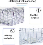 24" Rattenval - Grote Dierenvalkooi voor Zwerfkatten - Humane Rescue - Opvouwbare Catch & Release Dierenval - Binnen & Buiten