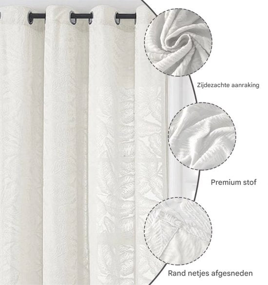 Gordijnen Valora - Lulu - Lichtdoorlatend - Met ringen - 140x213cm - Voor woonkamer & slaapkamer - Wit
