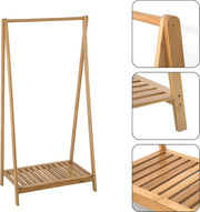 Happyment Kledingrek Fery met plank - Garderobekast organizer - Schoenenrek - Garderoberek - Slaapkamer - Kledingkast hout - Bruin