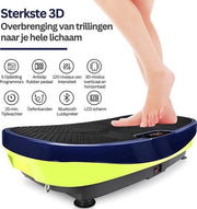 Happyment Trilplaat Fitness - Met Bluetooth Speaker - Trilplaat Vermageren - Meerdere Functies - Met Led Display - Met Elastieken