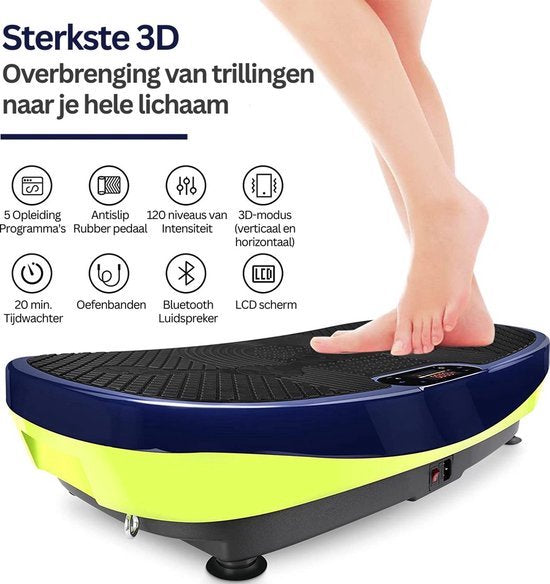 Happyment Trilplaat Fitness - Met Bluetooth Speaker - Trilplaat Vermageren - Meerdere Functies - Met Led Display - Met Elastieken