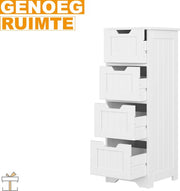 Kolomkast Badkamer - Staand - Hoog - 4 Lades - Wit - Badkamermeubel
