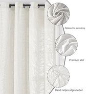 Gordijnen Lulu - Lichtdoorlatend - Met ringen - 140x213cm - Voor woonkamer & slaapkamer - Wit