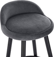 Velvet Barkruk Verilo - Barstoelen ergonomisch - Set van 1 - Donkergrijs - Met kleine rugleuning - Voor Keuken & bar - Zithoogte 69cm