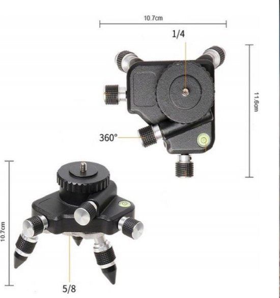 Happyment Level Stand 360 Graden Roteerbaar - Kruislijnlaser - Houder voor Laser - Afstandmeter - Met Statief - Laser Waterpas - Laserwaterpas - Statief Laser